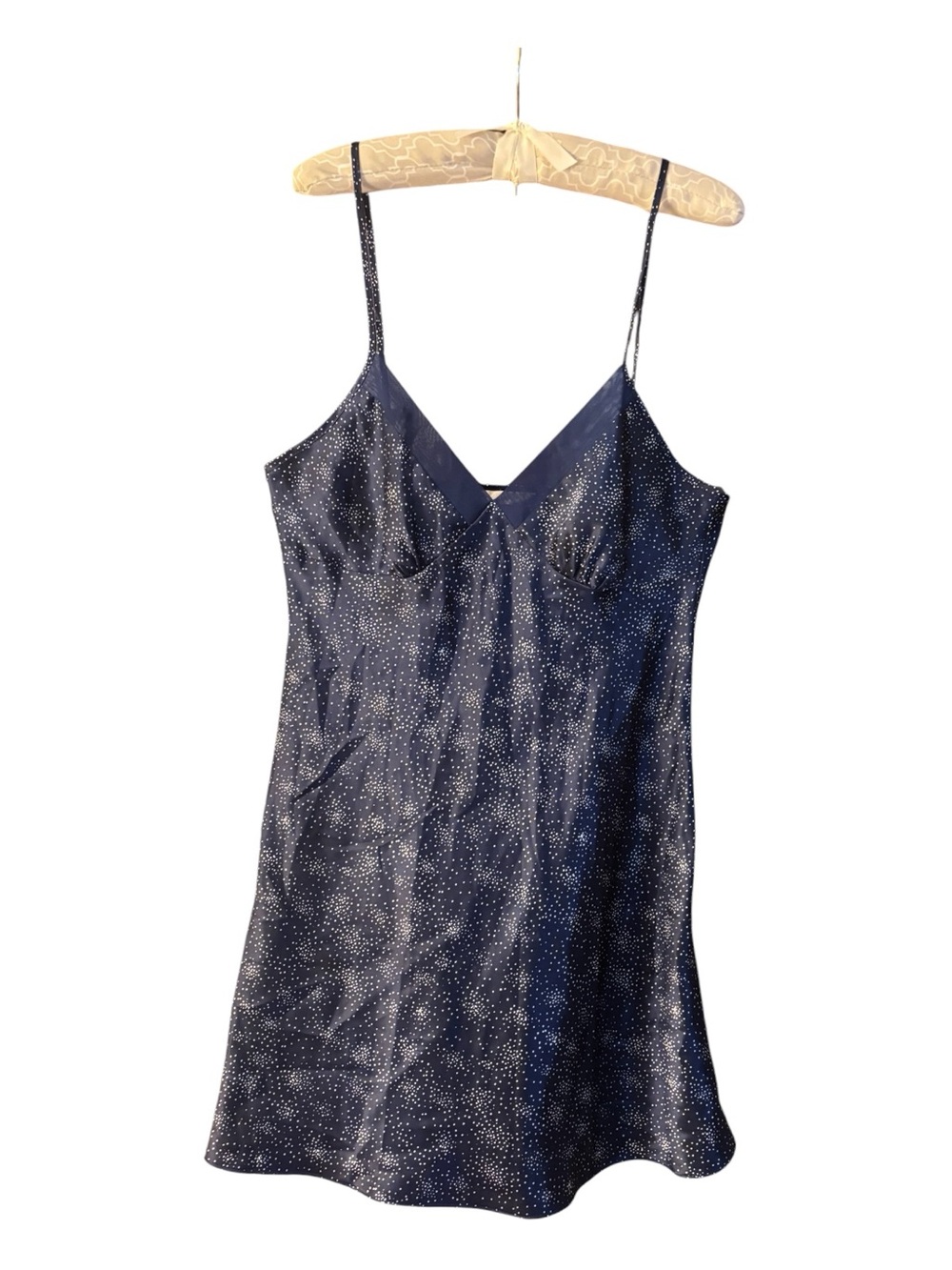Adonna Navy Blue Satin Slip Dress or nightgown Size M NWOT